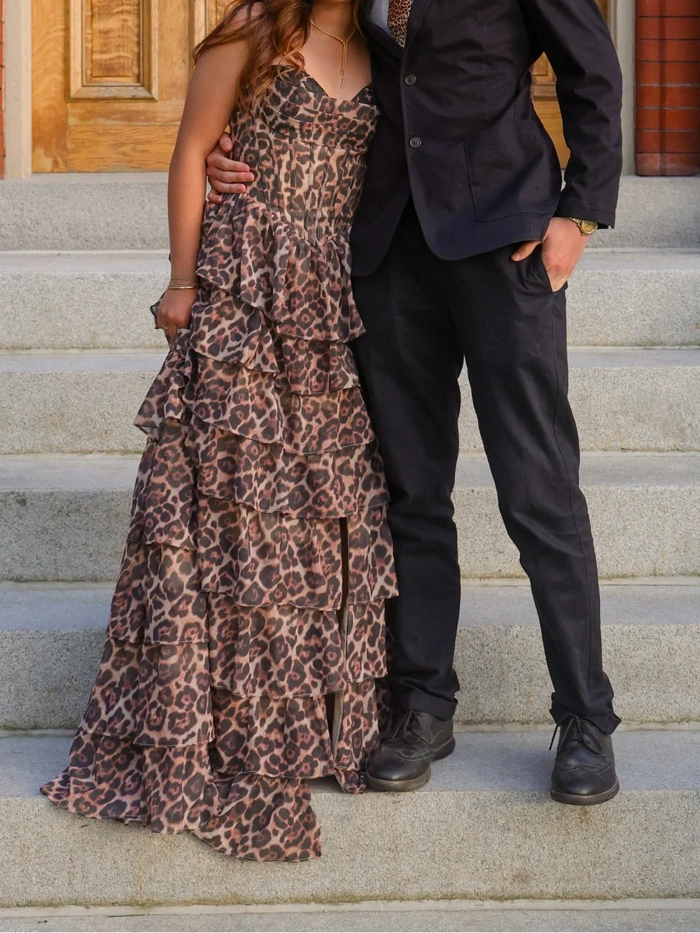Leopard Print Ruffled Maxi Dress for Girls - Brown